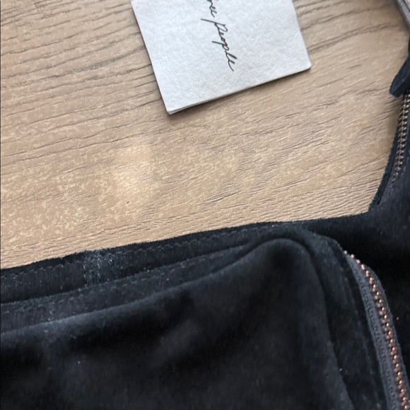 NEW NWT Free People Siren genuine leather suede black Bag - Picture 9 of 10